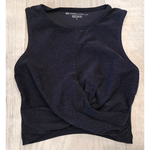 Beyond Yoga Twist Front Black Crop Tank Top Size S Small Athleisure Exercise - Picture 1 of 4